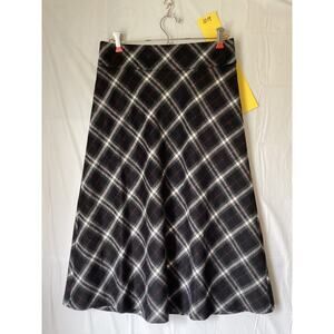 1017 Vintage Talbots Petites Wool Skirt Pleated Plaid Size 4 Black/White/Red